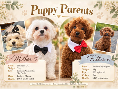 Exceptional F1b Maltipoo puppies in Donegal – Vet-Checked, Microchipped, Premium Lines